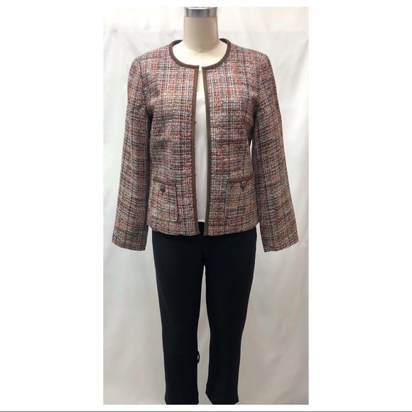 Chico's Elegant Boucle Cocoa Bean Tweed Jacket - Picture 3 of 16